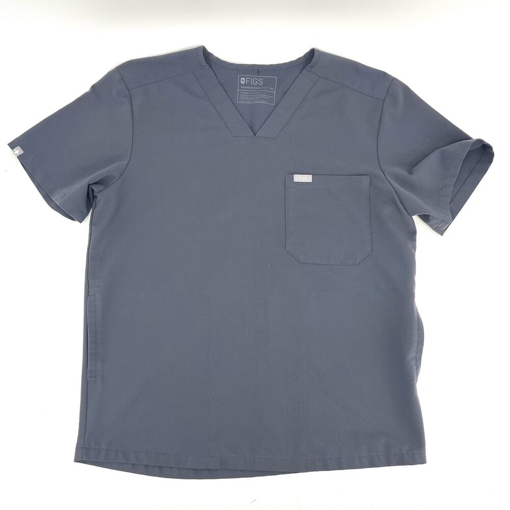 FIGS gray short sleeve side pocket‎ scrub top V neck (M)